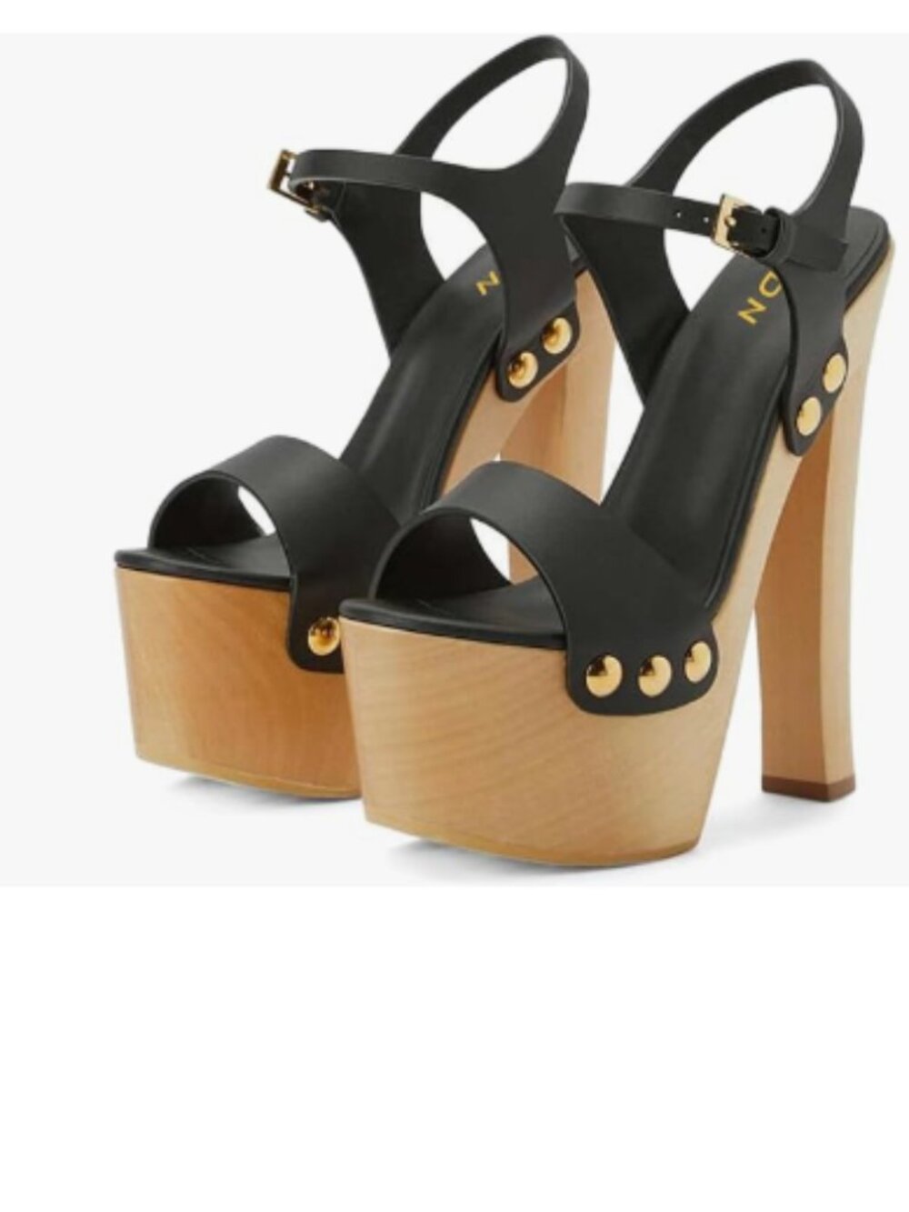 YDN Black Platform Heeled Sandal Open Toe Chunky High Heels Ankle Strap Shoe